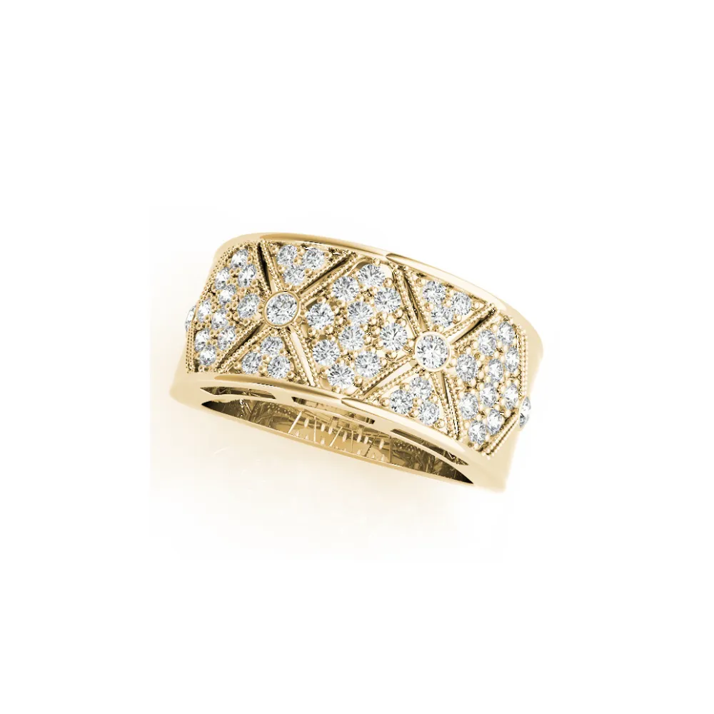 Wide Pavé Diamond Milgrain Triangle Band