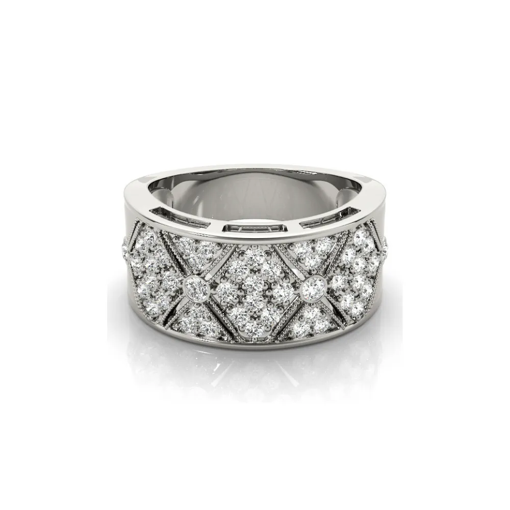 Wide Pavé Diamond Milgrain Triangle Band