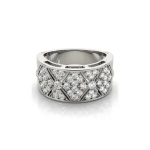 Wide Pavé Diamond Milgrain Triangle Band