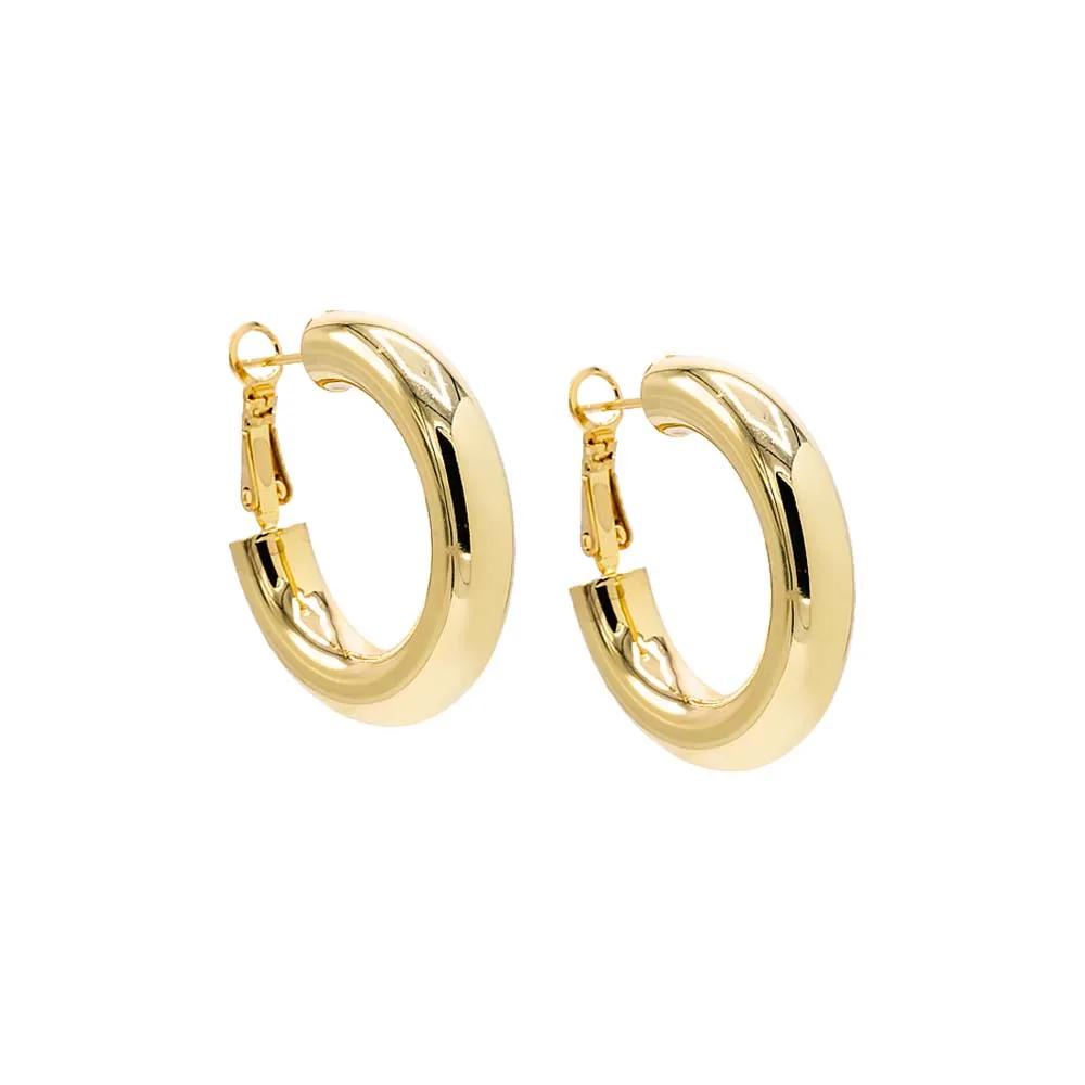 Wide Rounded Hollow Hoop Earring