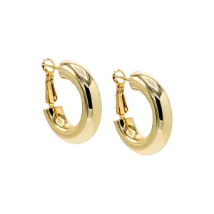 Wide Rounded Hollow Hoop Earring