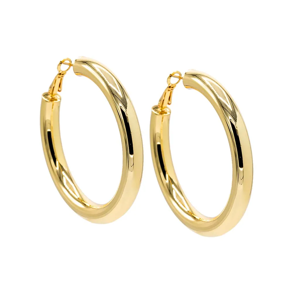 Wide Rounded Hollow Hoop Earring