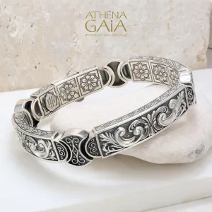 Windy Vines Segmented Bangle Bracelet