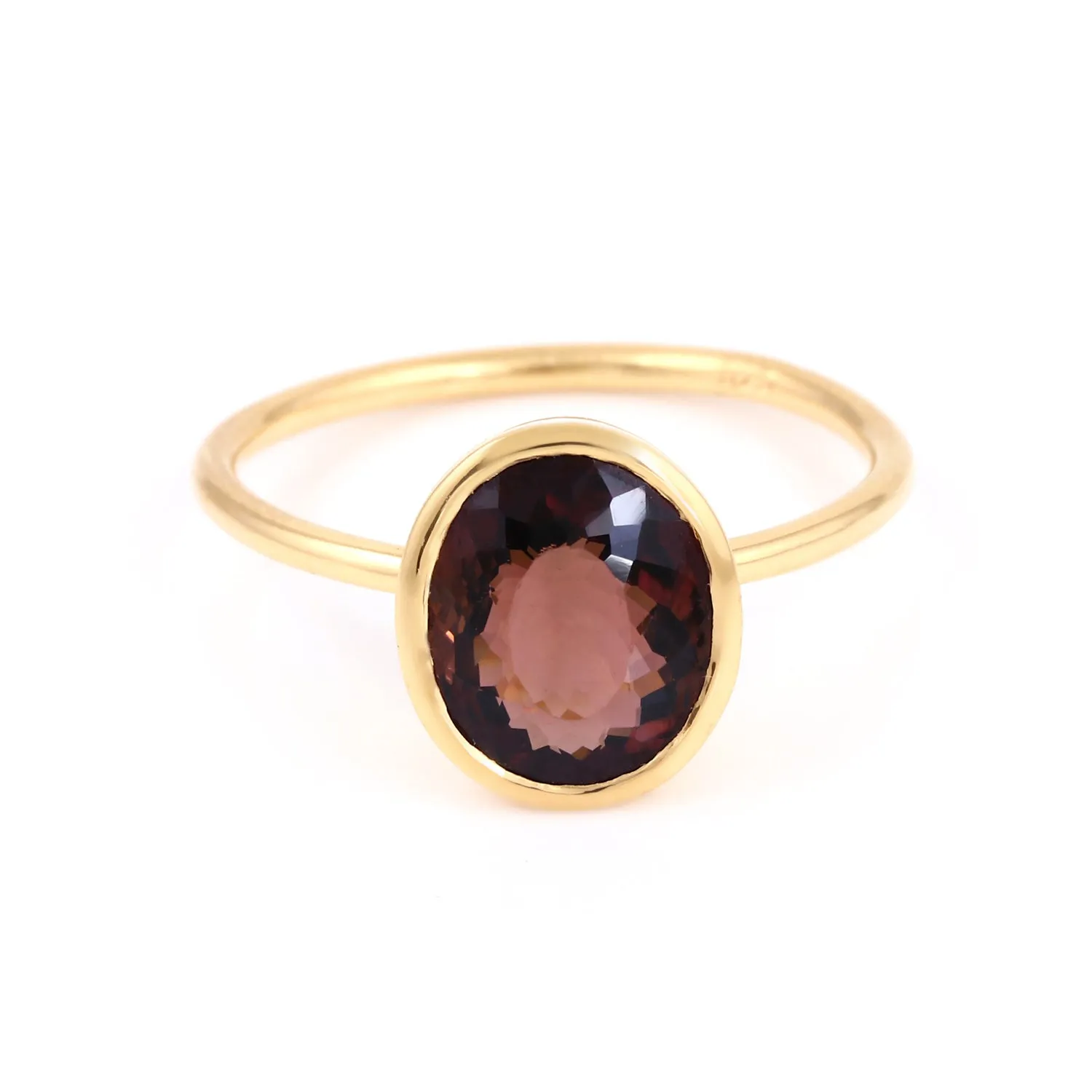Wine Tourmaline Oval Signet Ring