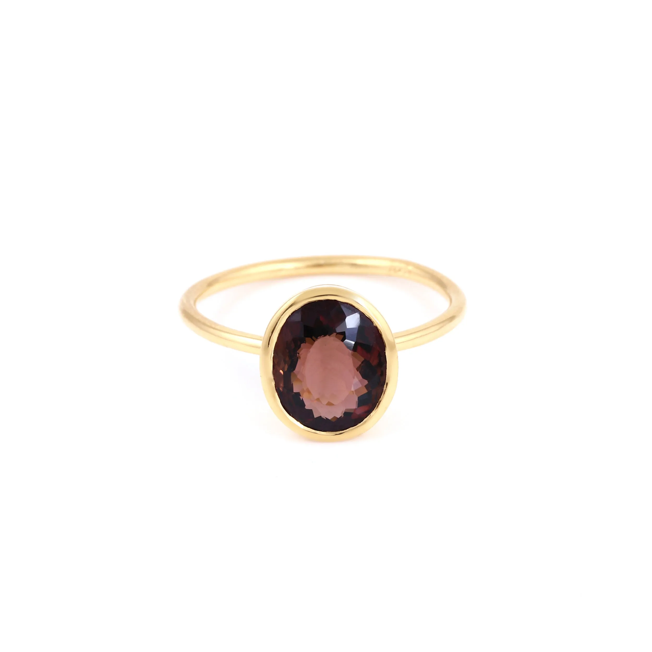 Wine Tourmaline Oval Signet Ring