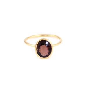 Wine Tourmaline Oval Signet Ring