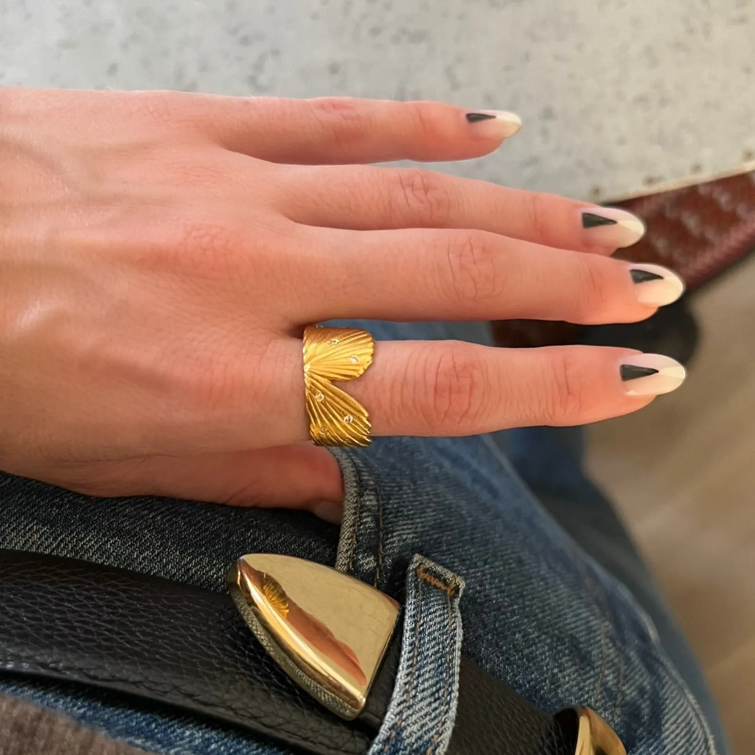 Wing Wrap Ring, 22k Gold