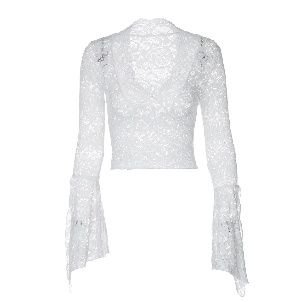 Women's Lace See-through Long Sleeve