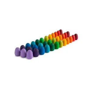 Wooden Mandala Rainbow Eggs - 36 pcs