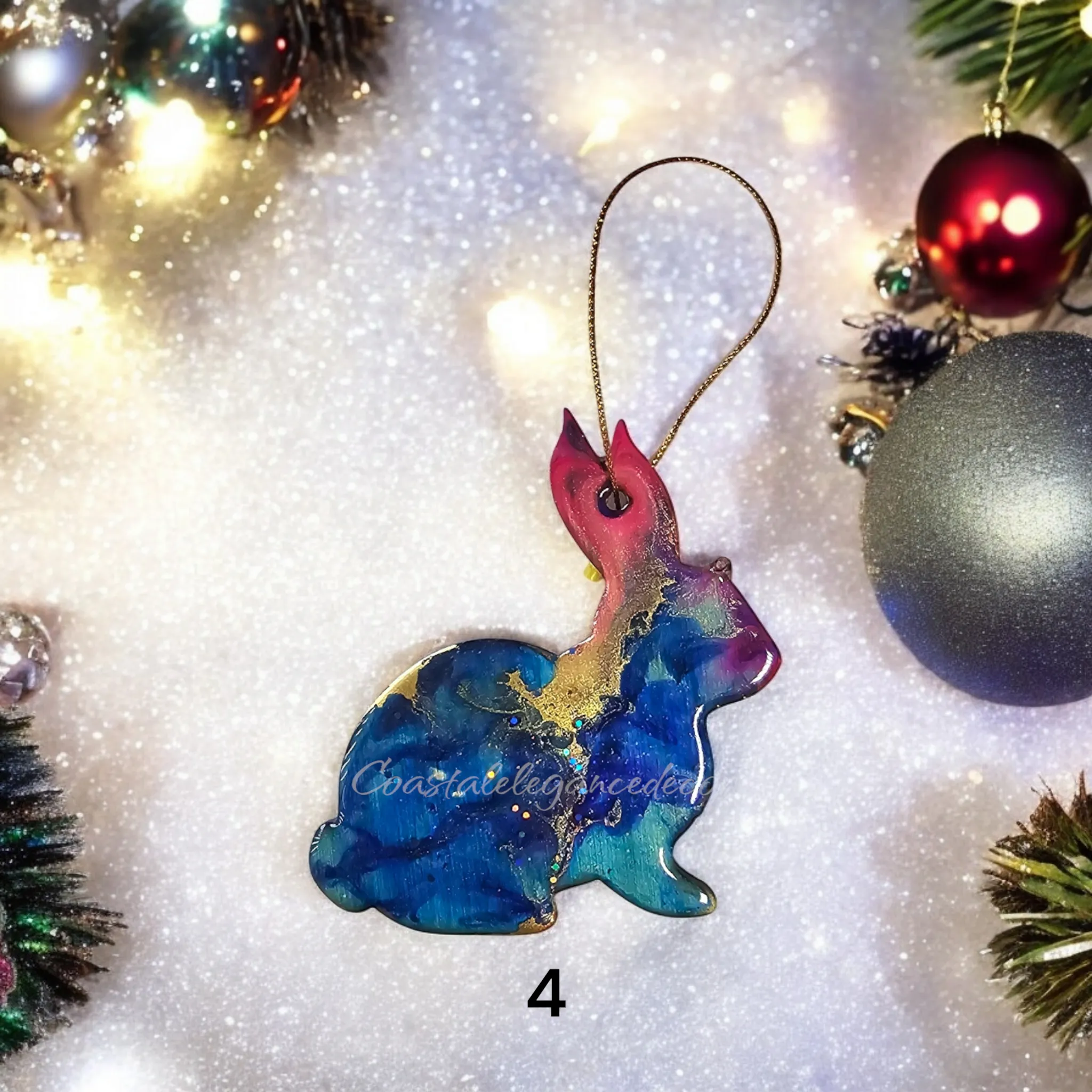 Woodlands Colorful Rabbit Handmade Christmas Ornaments